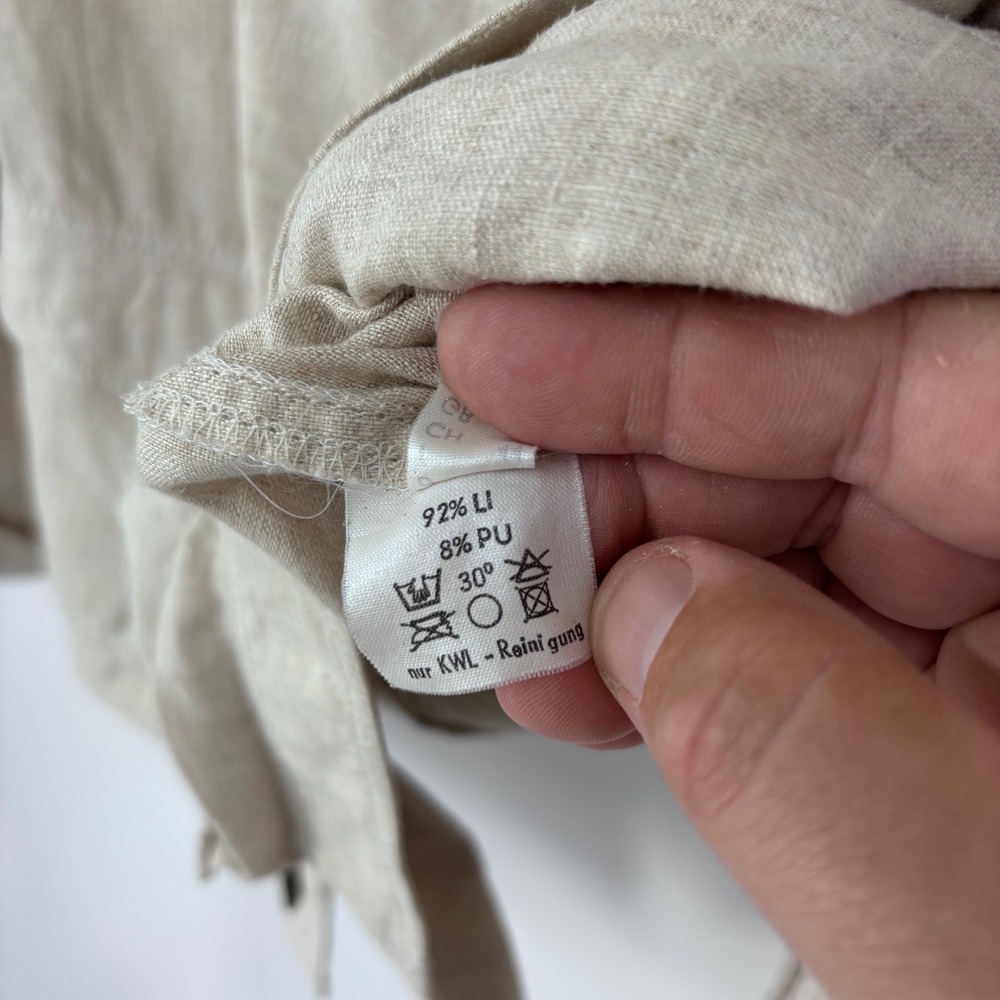 Beate‎ Heymann Jacket Womens 10 Beige Linen Blend Asymmetric Zip Moto Lagenlook - Picture 6 of 10